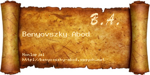 Benyovszky Abod névjegykártya